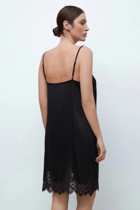 Effetto 04102SL Нічна сорочка жіноча на бретелі чорний колір