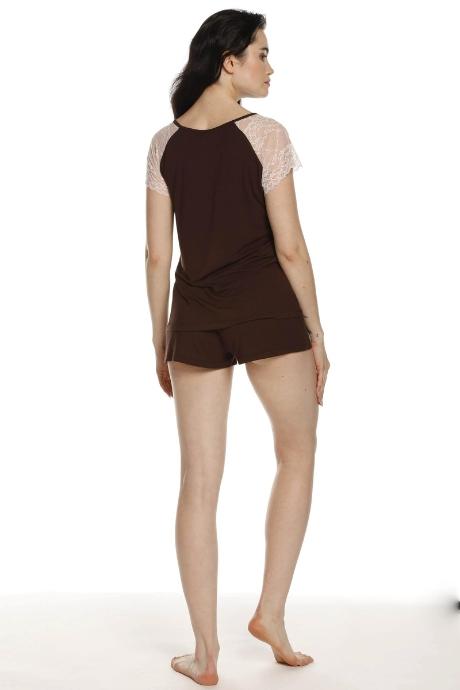 Effetto Пижама 03219 Піжама жіноча з футболкою з коротким рукавом та шортами коричневий
