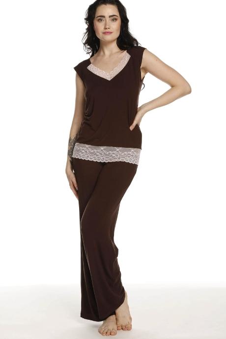 Effetto Пижама 03218 Піжама жіноча з футболкою з коротким рукавом та брюками коричневий