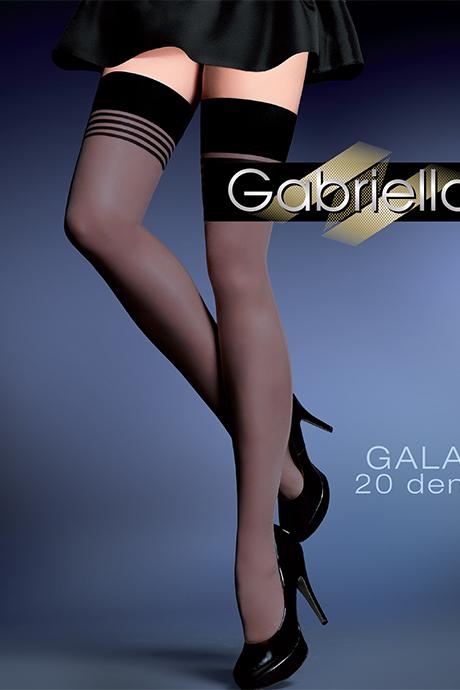Панчохи Gabriella Gala 20 den на силіконі з мереживом 9 см Чорний