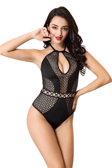 JSY Еротичний боді з глибоким декольте чорний колір