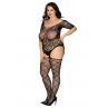 JSY Бесшовный бодистокинг JSY «Пошлая Грейс» Plus Size Black длинный рукав имитация чулок мелкая сет