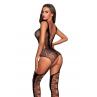 JSY Бодистокинг JSY 7960 с имитацией чулок Black декольте боковые вырезы открытый доступ