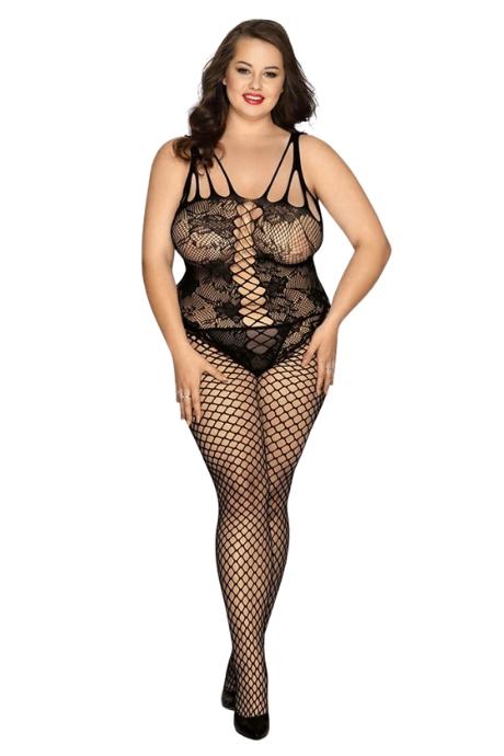 JSY Бодістокінг на все тіло з сіткою та мереживом Black чорний колір