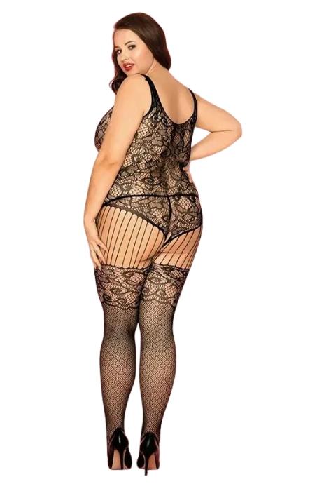 JSY Сетчатый бодистокинг JSY «Любовница Зоуи» Plus Size Новинки Black имитация чулков доступ