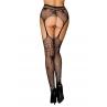 JSY Панчохи-стокінги із зірками JSY 7835 Black сітка стрази імітація пояса з гартерами чорний колір