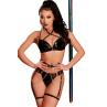 JSY Еротичний комплект JSY «Пристрасна Еліза» топ стрінги пояс-гартери чорний колір