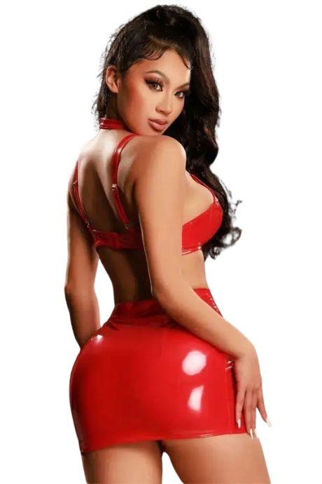 JSY Комплект JSY «Діана» з мокрим ефектом топ спідниця чокер