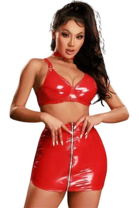 JSY Комплект JSY «Діана» з мокрим ефектом топ спідниця чокер