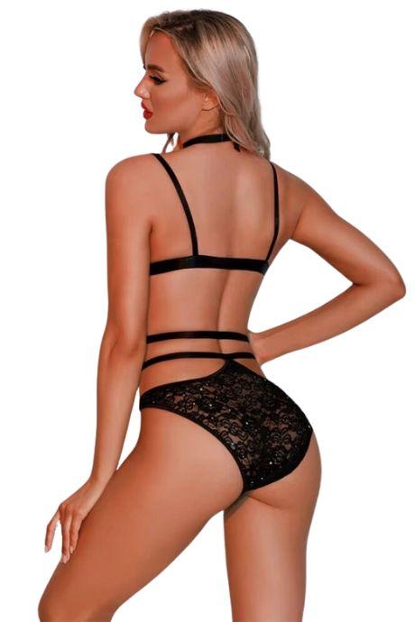 JSY Комплект жіночої еротичної білизни JSY 5966 чорний колір