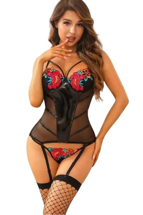 JSY Корсет JSY «Необыкновенная Элин» с мокрым эффектом корсет трусики чулки