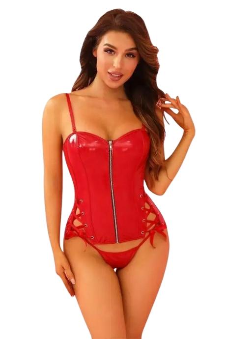 JSY Корсет JSY «Сочная Карен» с мокрым эффектом корсет трусики