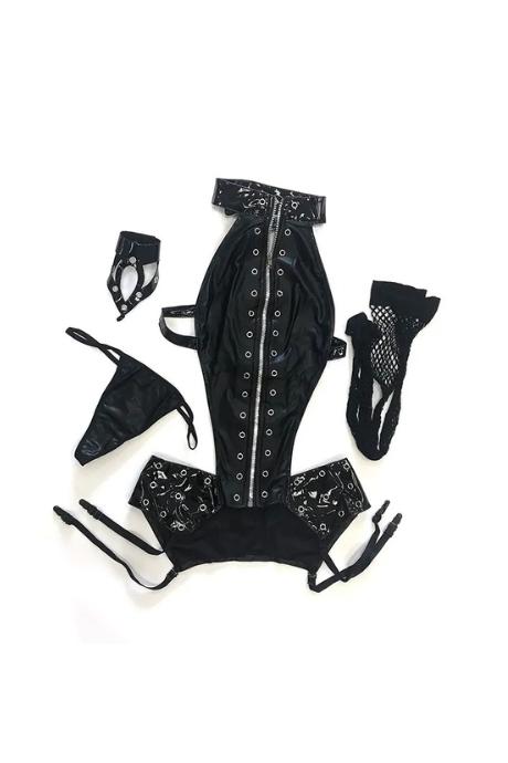 JSY Лаковий еротичний комплект "Володарка Дженна" Black колір