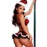 JSY Новогодний эротический костюм JSY «Жгучая Ребекка» топ юбка стринги шапка чокер