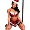 JSY Новогодний эротический костюм JSY «Жгучая Ребекка» топ юбка стринги шапка чокер