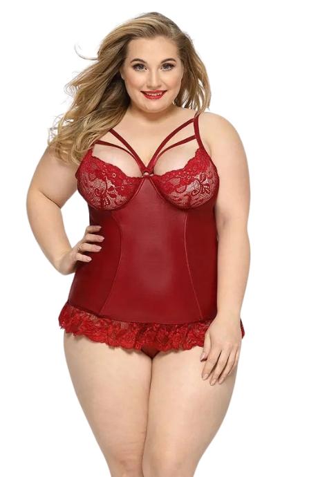 JSY Сексуальний корсет зі стрепами JSY "Гаряча Тейлор" Plus Size Red мереживо стрінги червоний колір