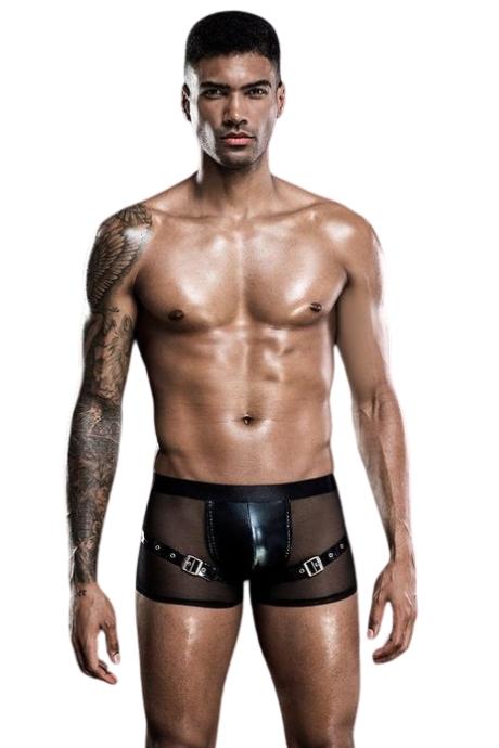 JSY Чоловічі еротичні сітчасті труси з ременями Black колір