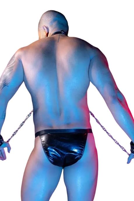 JSY Чоловічий еротичний БДСМ-костюм JSY «Покірний Ітан» портупея труси напульсники чорний колір