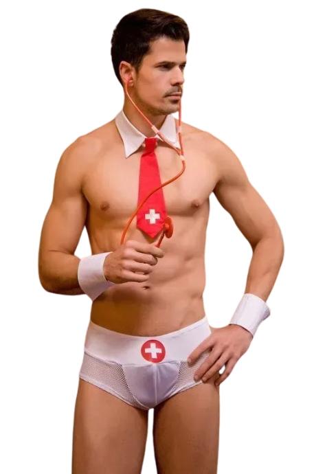 JSY Чоловічий еротичний костюм доктора "Кевін Професіонал" білий колір