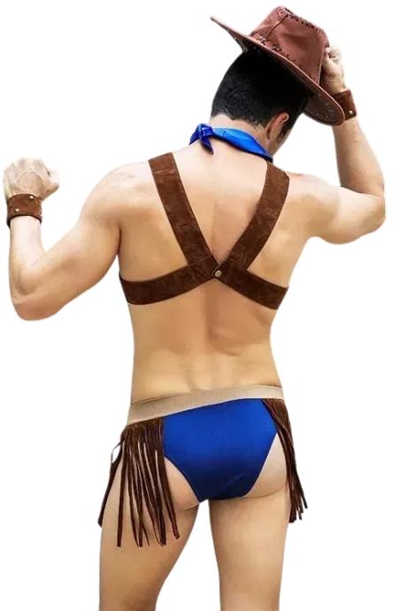 JSY Чоловічий еротичний костюм ковбоя "Влучний Вебстер" коричневий колір