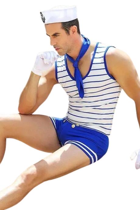 JSY Чоловічий еротичний костюм моряка "Зголоднілий Робін" синій колір