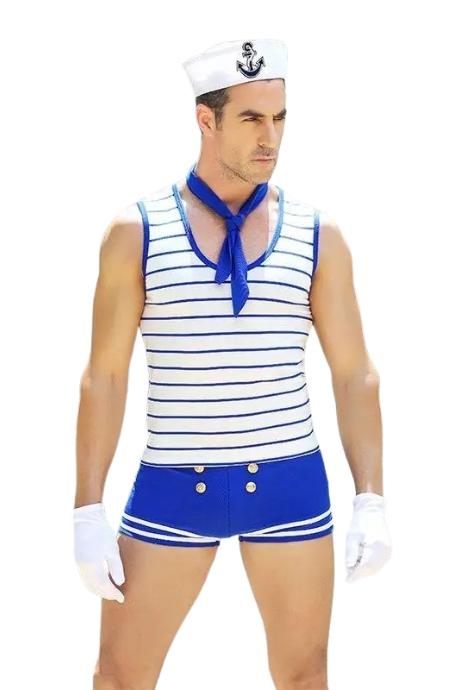 JSY Чоловічий еротичний костюм моряка "Зголоднілий Робін" синій колір