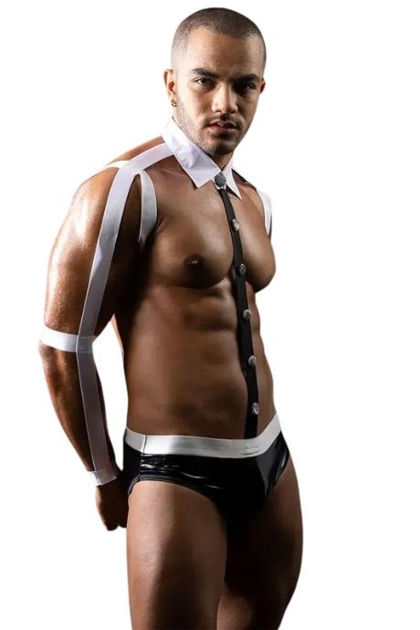 JSY Чоловічий еротичний костюм офіціанта JSY 9139 чорний колір