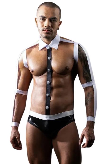 JSY Чоловічий еротичний костюм офіціанта JSY 9139 чорний колір