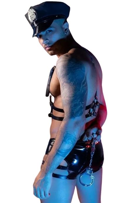JSY Чоловічий еротичний костюм поліцейського JSY «Брутальний Алекс» 4 предмети чорний колір