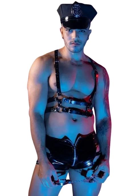 JSY Чоловічий еротичний костюм поліцейського JSY «Брутальний Алекс» 4 предмети чорний колір