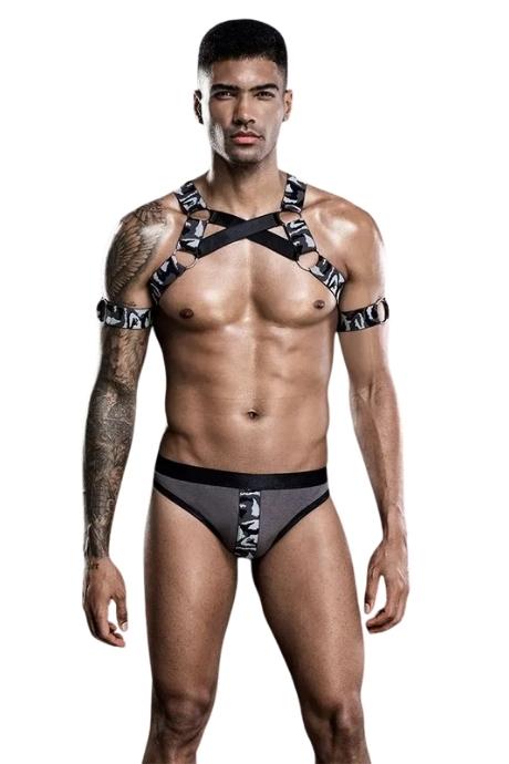 JSY Чоловічий еротичний костюм з портупеєю "Дикий Джеймс" сірий колір