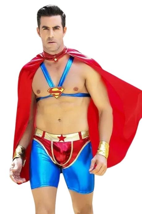 JSY Чоловічий еротичний костюм супермена "Готовий на все Стів" синій колір