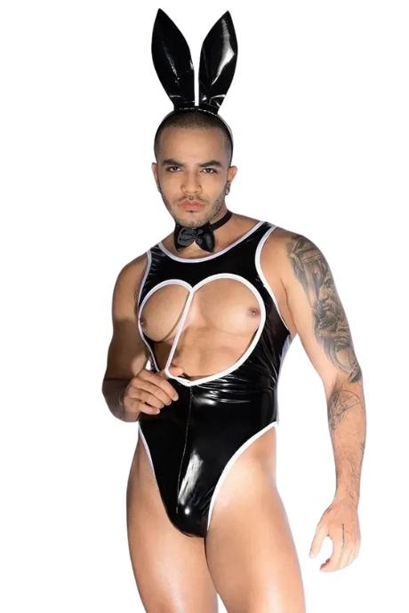 JSY Чоловічий костюм зайчика JSY «Невтомний Мет» боді метелик вушка чорний колір