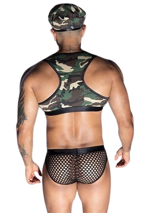 JSY Еротичний армійський костюм JSY «Захисник Ендрю» топ труси бере окуляри зелений колір