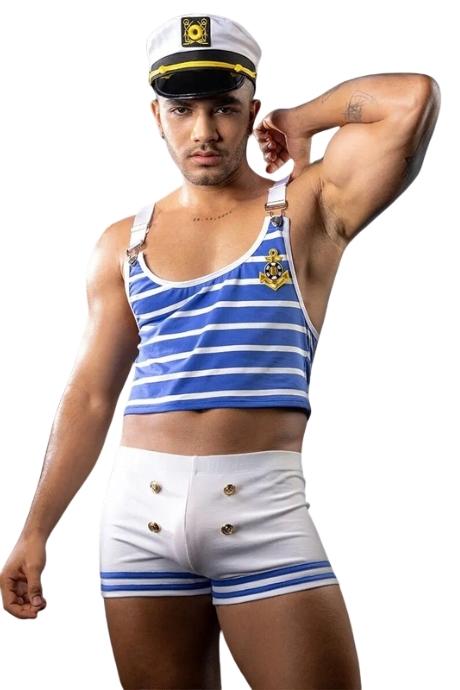 JSY Еротичний костюм моряка JSY «Милашка Нік» топ шорти кепка білий колір
