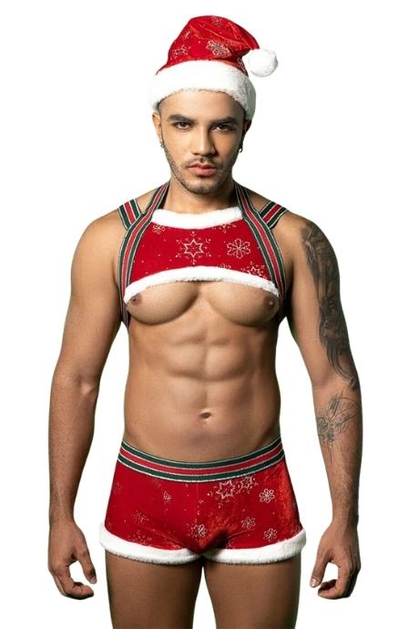 JSY Новорічний чоловічий еротичний костюм JSY 9133 червоний колір
