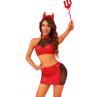 JSY Еротичний костюм дияволиці JSY «Спокусниця Джен» топ спідниця трусики ріжки жезл червоний колір