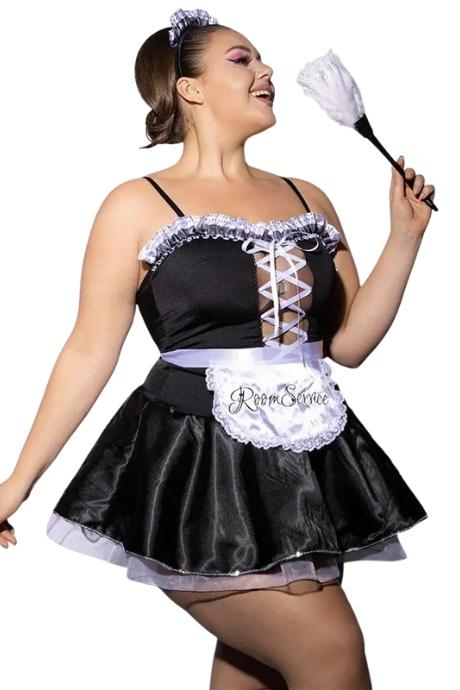 JSY Еротичний костюм покоївки JSY P61110 Plus Size чорний колір