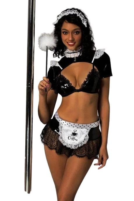 JSY Еротичний костюм покоївки "Розпусниця Лана" чорний колір