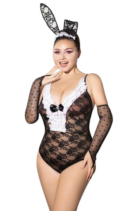 JSY Еротичний костюм зайчика JSY P61101 Plus Size чорний колір
