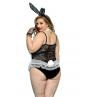 JSY Еротичний костюм зайчика JSY «Пристрасна Медісон» Plus Size Black боді вушка рукавички хвіст чокер чорний колір