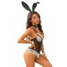 JSY Еротичний костюм зайчика JSY «Вітрена Памела» боді вушка чокер браслети чорний колір
