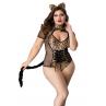 JSY Еротичний костюм кішечки JSY «Імператриця Кітті» Plus Size Black боді шнурівка хвіст вушка леопардовий принт