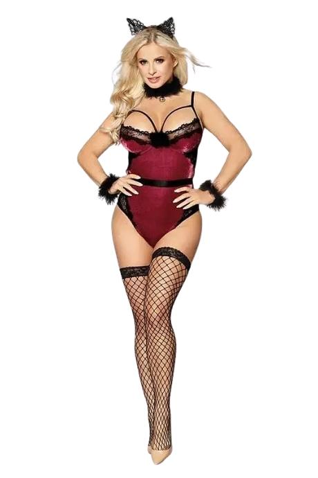 JSY Еротичний костюм кішечки "Солодка Віолетта" червоний колір