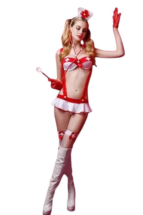 JSY Еротичний костюм медсестри "Шасливлива Єва білий колір