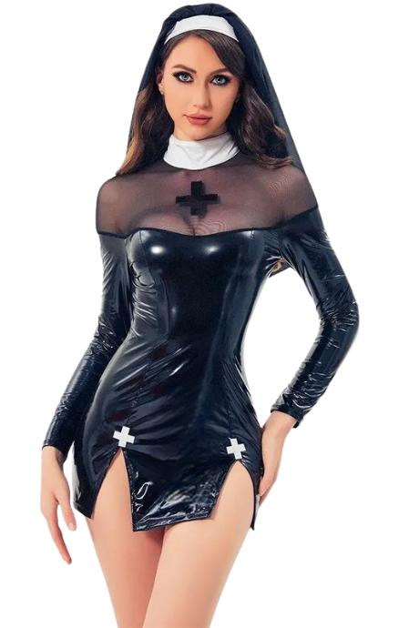 JSY Еротичний костюм черниці JSY 5820 чорний колір
