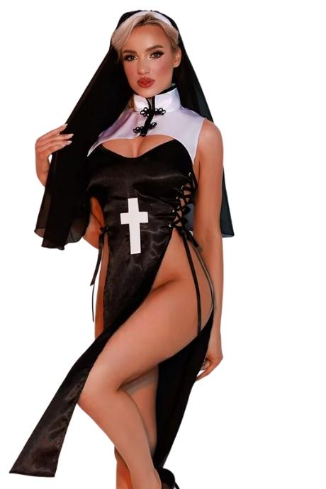 JSY Еротичний костюм черниці JSY 5950 чорний колір