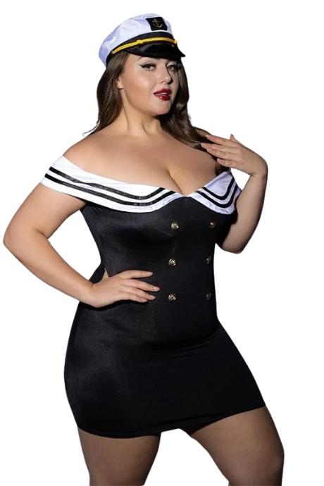 JSY Еротичний костюм морячки JSY P61118 Plus Size чорний колір
