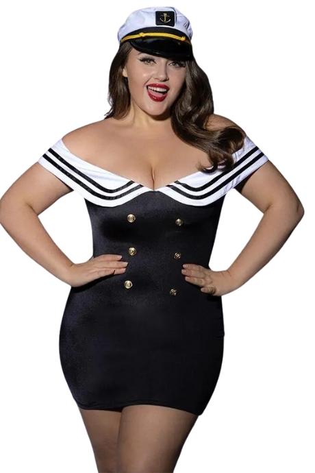 JSY Еротичний костюм морячки JSY P61118 Plus Size чорний колір