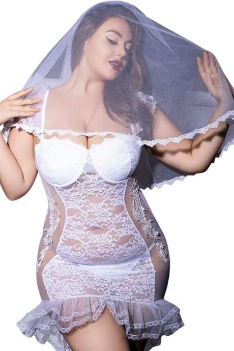 JSY Еротичний костюм нареченої JSY P61129 Plus Size білий колір